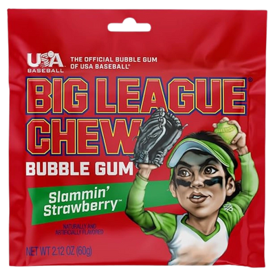 Big League Chew Slammin Strawberry Bubble Gum