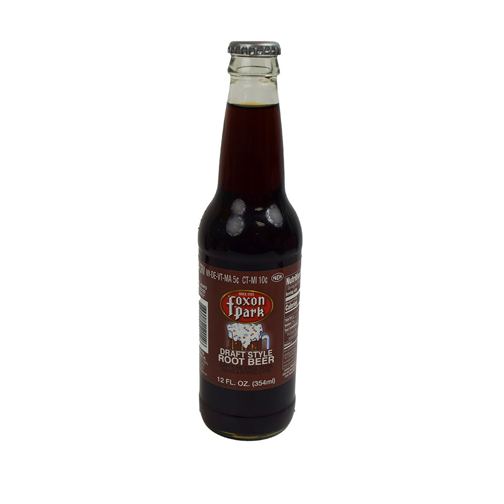 Bottle of Foxon Dark Root Beer on a white background