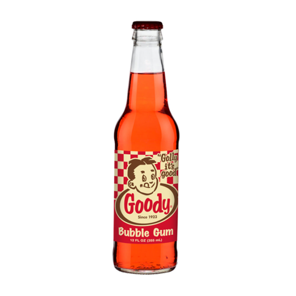 Glass bottle of Goody Bubble Gum soda