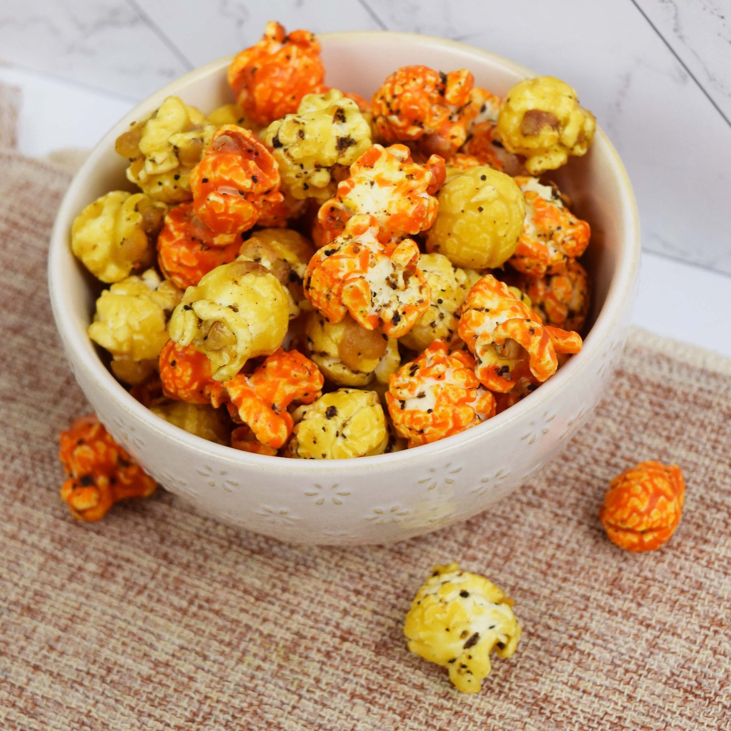 Mango Tajin Popcorn in Decorative Ceramic Bowl