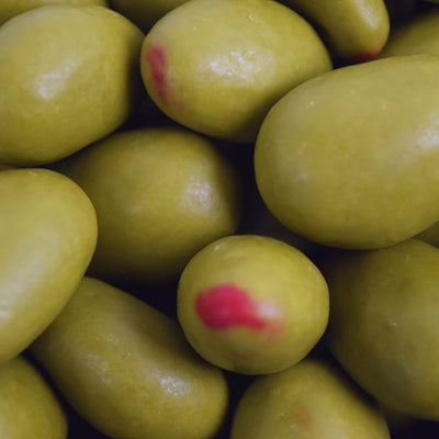 Close up of Green Chocolate Covered Almonds