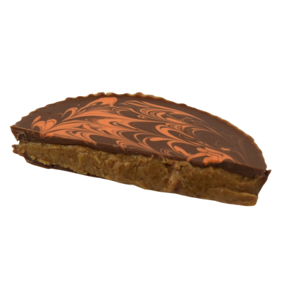 Pumpkin Spice Peanut Butter Cup Cut in the Middle