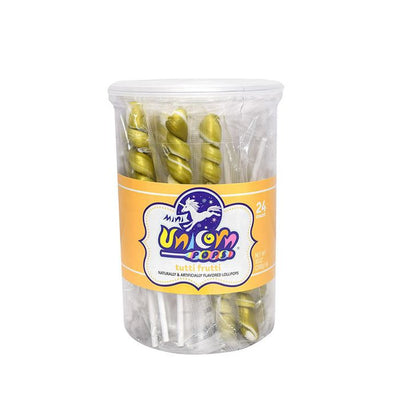 Adams and Brooks Gold Mini Unicorn Pops - 24 Count Tub