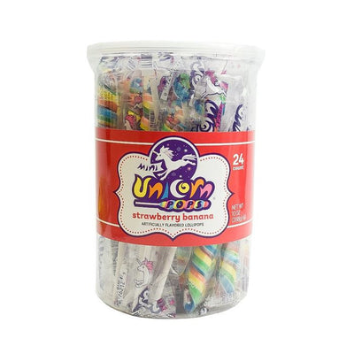 Adams and Brooks Rainbow Mini Unicorn Pops - 24 Count Tub
