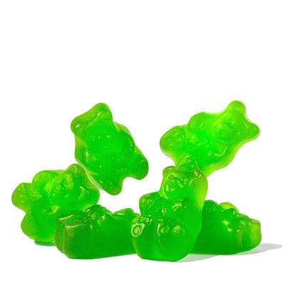 Albanese Granny Smith Apple flavored gummi bears, close-up view