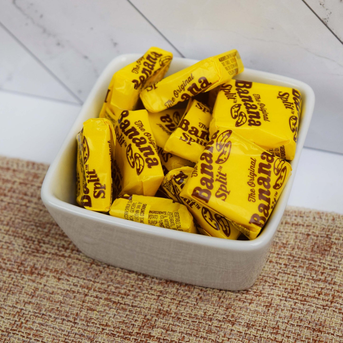Banana Splits Taffy in Decorative Ceramic Bowl