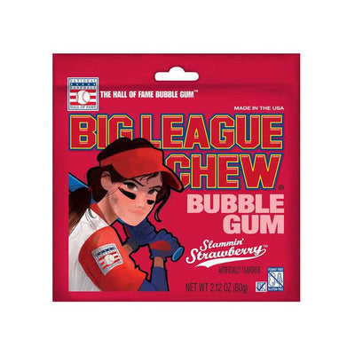 Big League Chew Slammin Strawberry Bubble Gum 2.12 oz