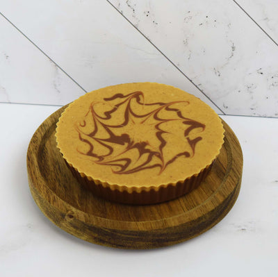 Angled View of Big Peanut Butter Lover's Cup on Wooden Serving Dish