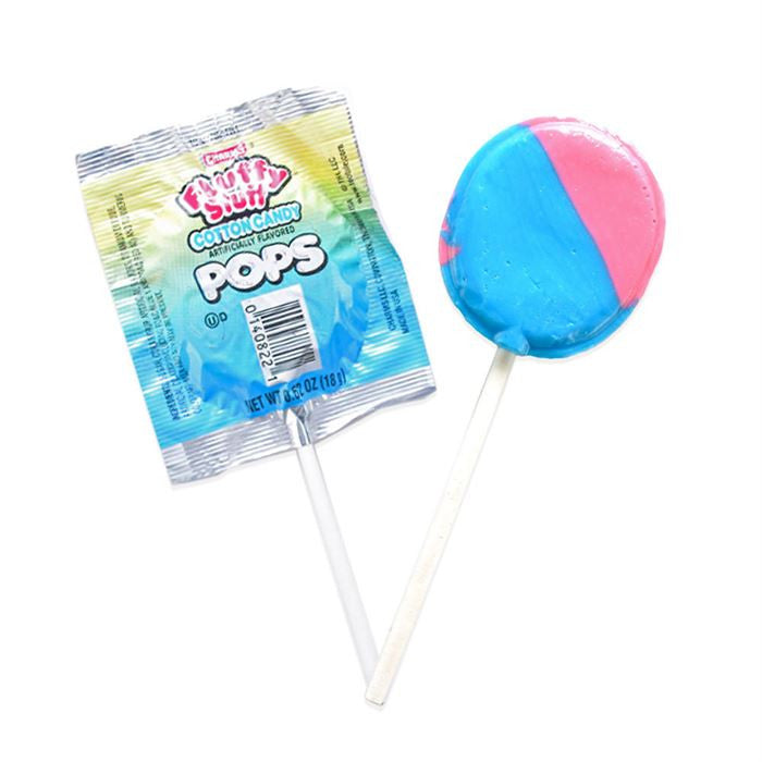 Charms Fluffy Stuff Cotton Candy Lollipops - 48 Count