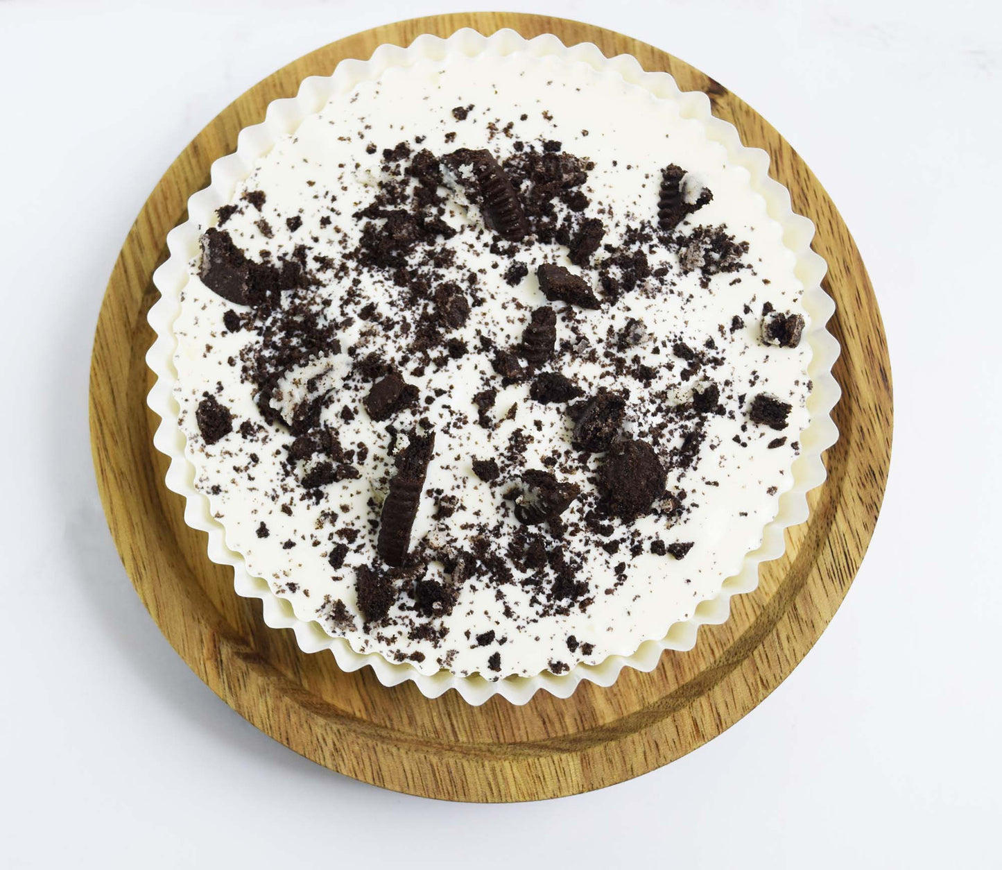 Cookies & Cream Peanut Butter Cup on Wooden Serving Dish