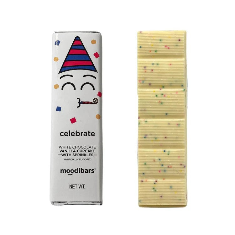 Moodibars Celebrate - White Chocolate Vanilla Cupcake with Sprinkles