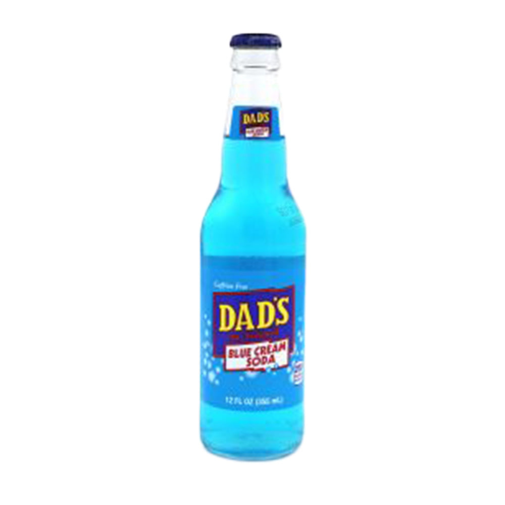 Blue bottle of Dad's Blue Cream Soda