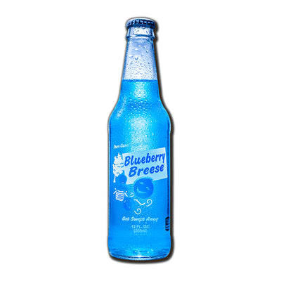 Blue bottle of Excel Blueberry Breeze soda