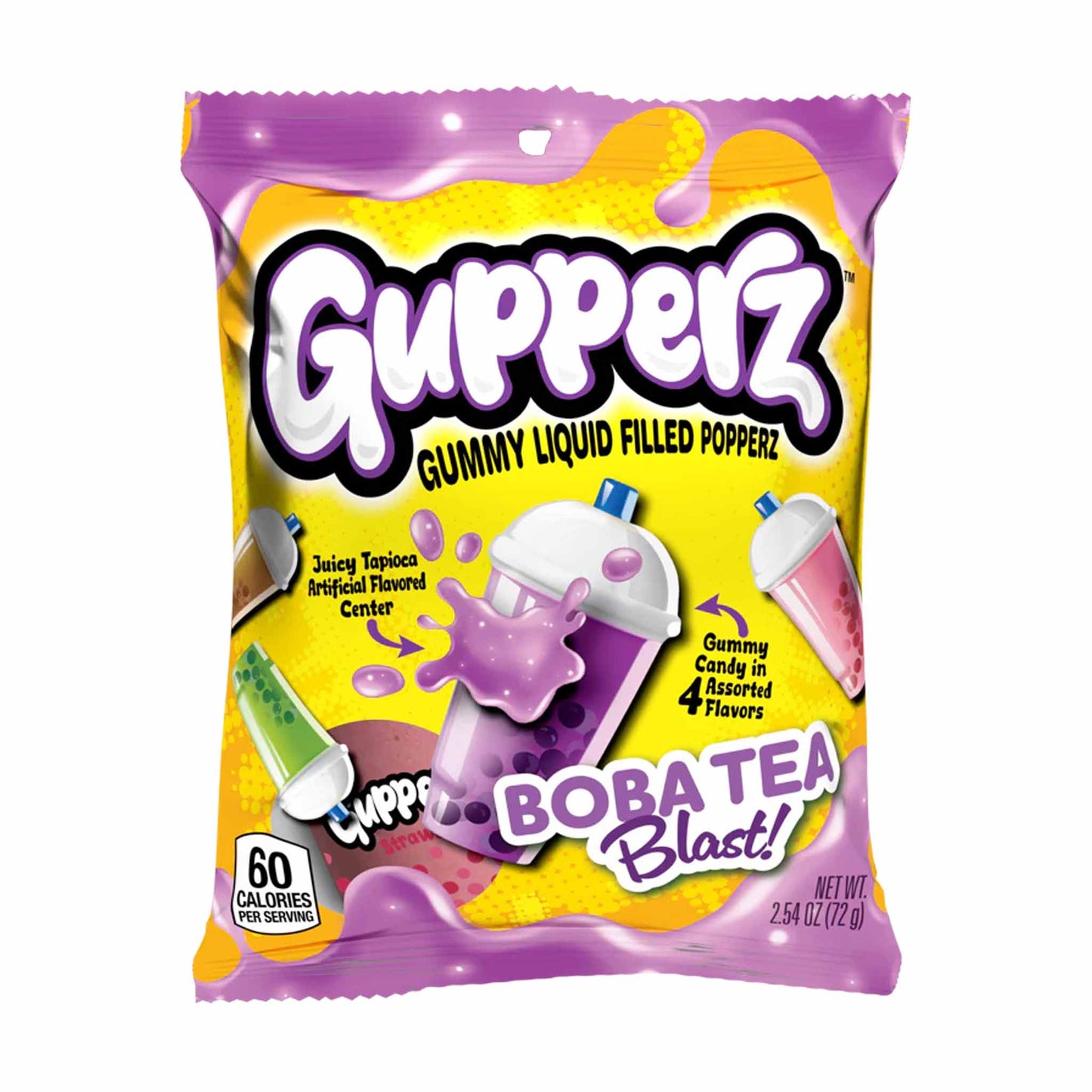 Gupperz Gummy Liquid Filled Popperz with Boba Tea Blast flavor