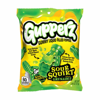 Gupperz Gummy Liquid Filled Popperz with Sour Apple Juice flavor