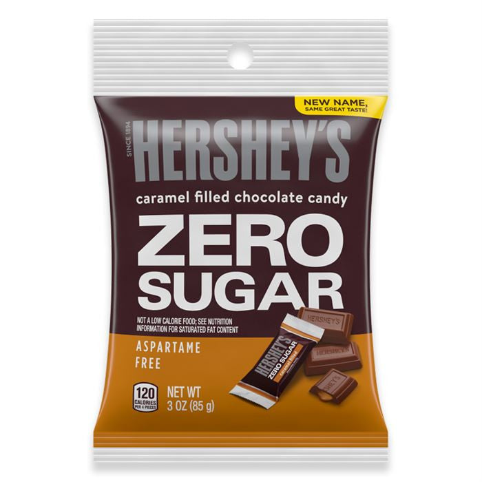 Hershey's Zero Sugar Caramel Filled Mini Chocolate Bars 3 oz Bag