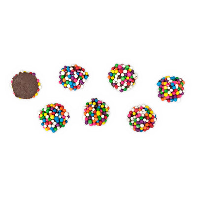 Mini Dark Chocolate Nonpareils with Rainbow Seeds