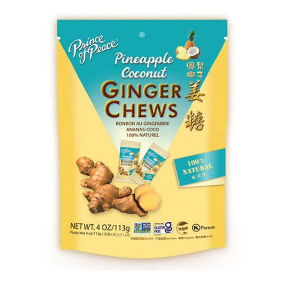 Prince of Peace Ginger Chews Pineapple Coconut 4 oz Bag
