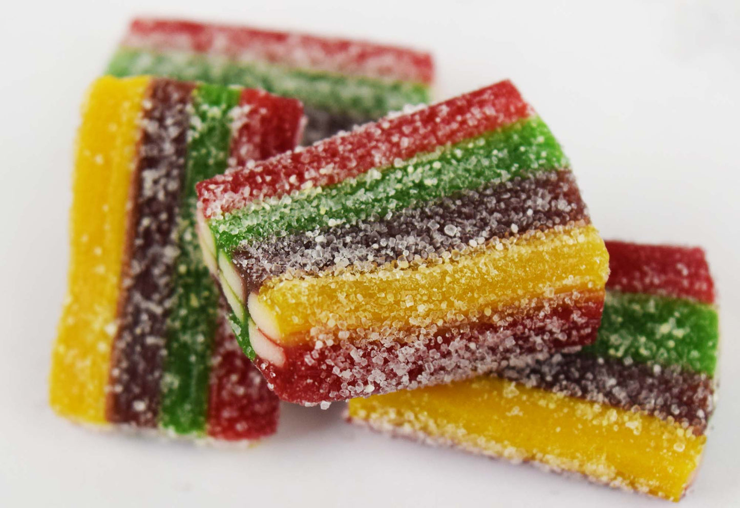 Closeup of Sour Rainbow Bricks Candy