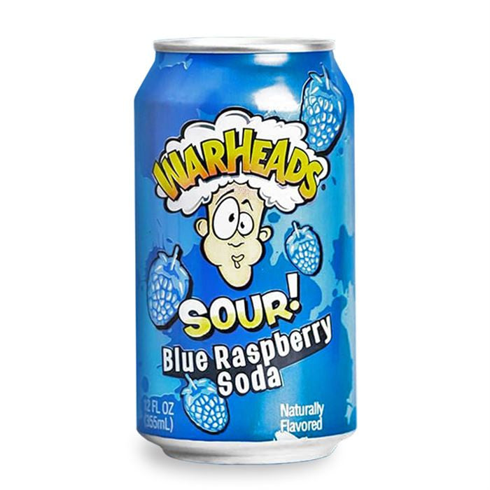 Warheads Sour Blue Raspberry Soda 12 oz Can