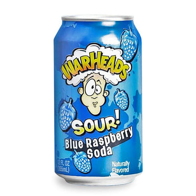 Warheads Sour Blue Raspberry Soda 12 oz Can