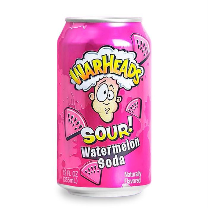 Warheads Candy Sour Watermelon Soda 12 oz Can