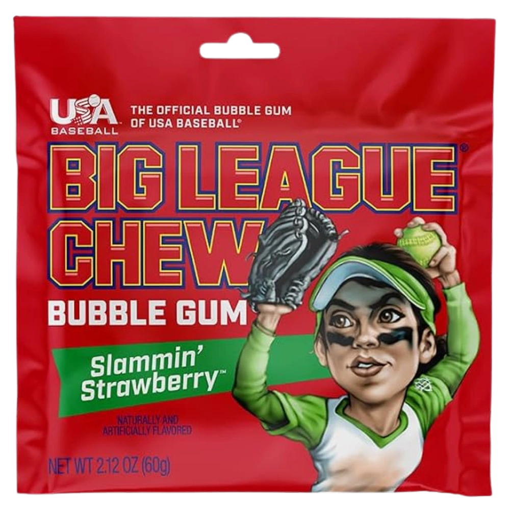 Big League Chew Slammin Strawberry Bubble Gum