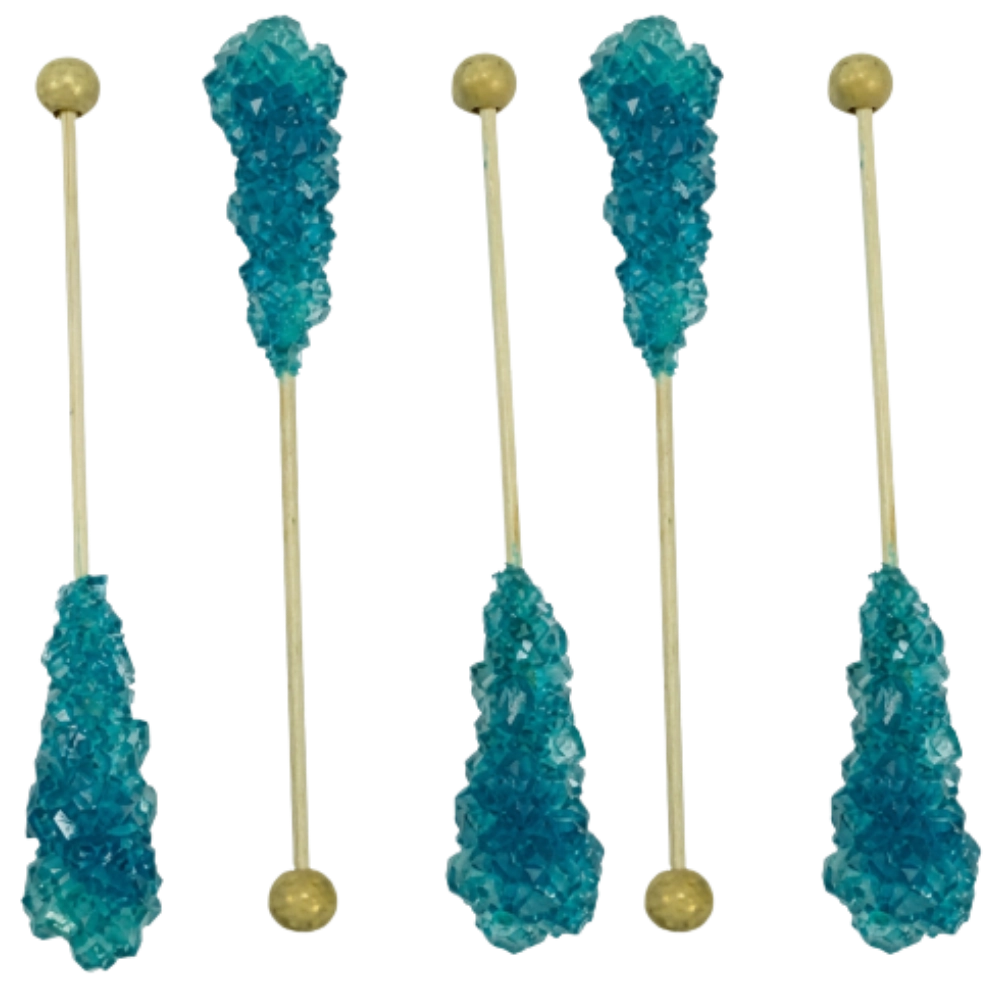 Blue Rock Candy Swizzle Sticks Blue Raspberry (Wrapped)