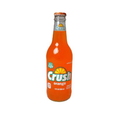 Orange Crush soda bottle on a white background