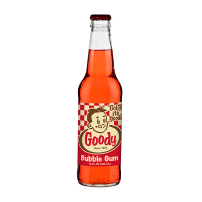 Glass bottle of Goody Bubble Gum soda