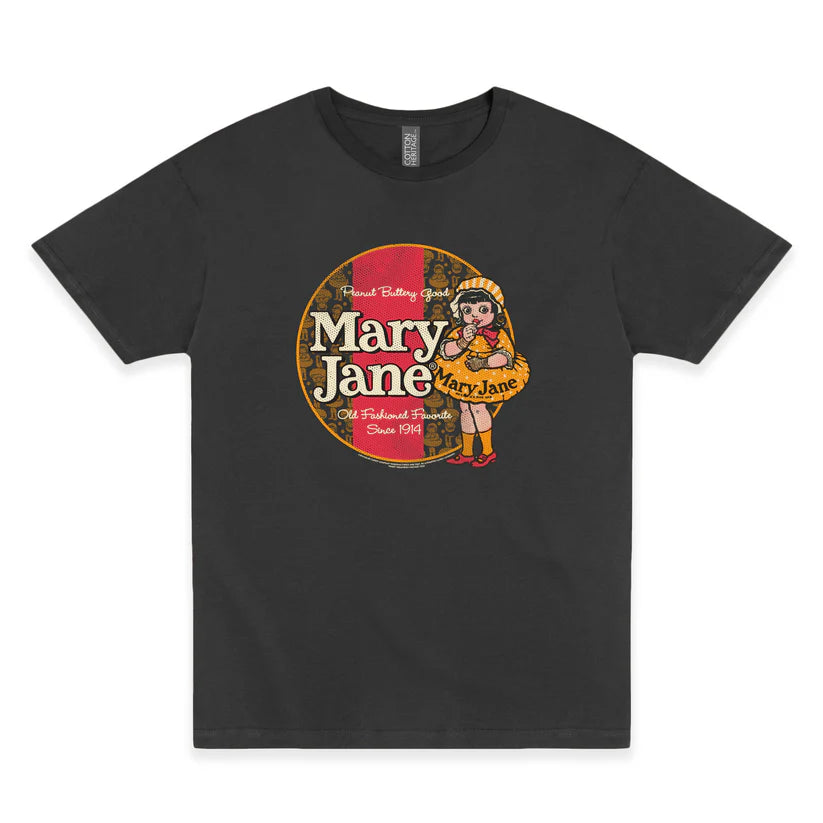 Black T-Shirt with Vintage Mary Janes Logo