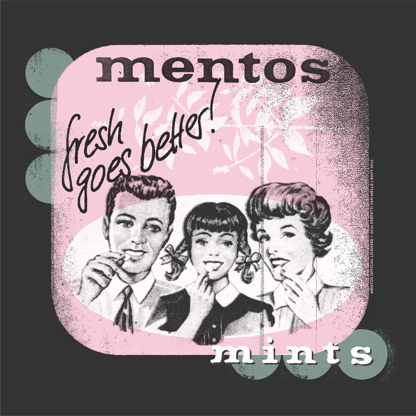 Vintage Mentos Advertisement saying "Fresh Goes Better!"