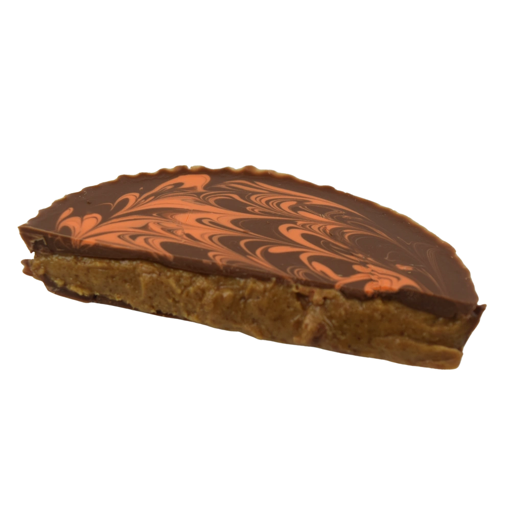 Pumpkin Spice Peanut Butter Cup Cut in the Middle