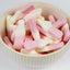 Strawberry Milkshake Candy Bottles in Decorative Ceramic Candy Bowl