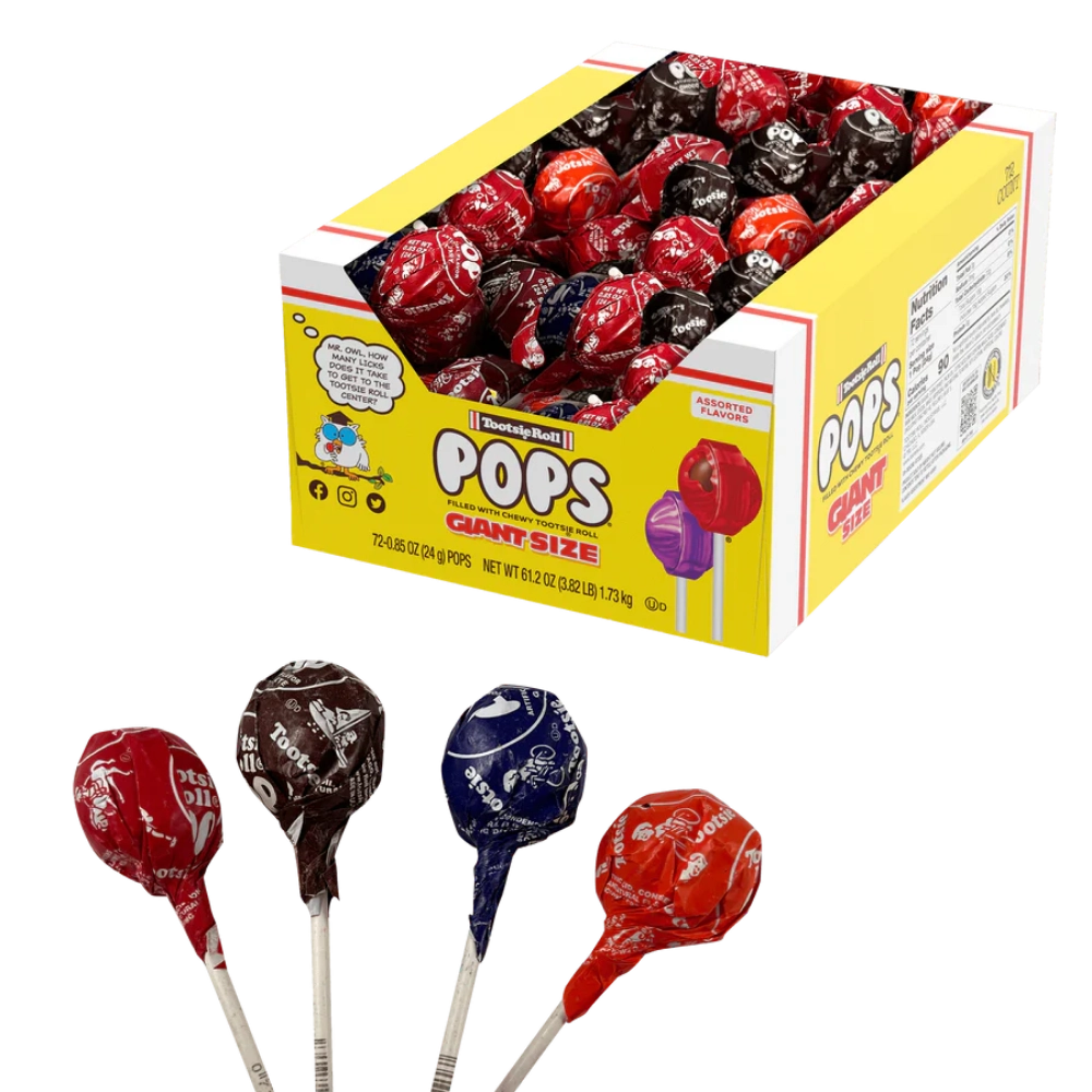 Giant Tootsie Pops Assorted - 72 Count Box