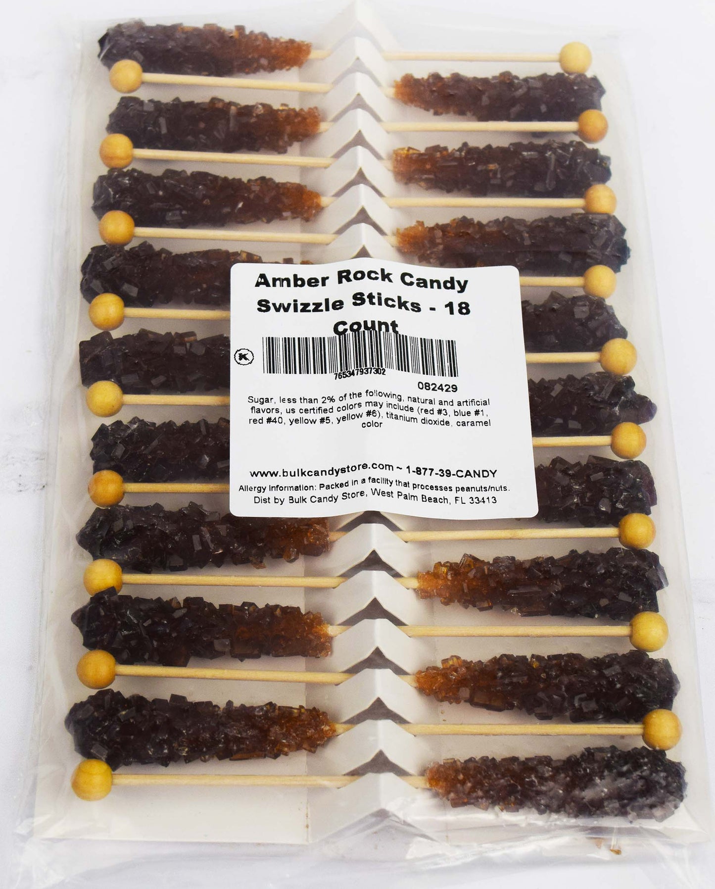 Amber Rock Candy Swizzle Sticks - 18 Count