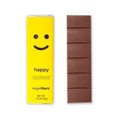 Moodibars Happy Yellow Emoji Wrapper Milk Chocolate 1.75 oz