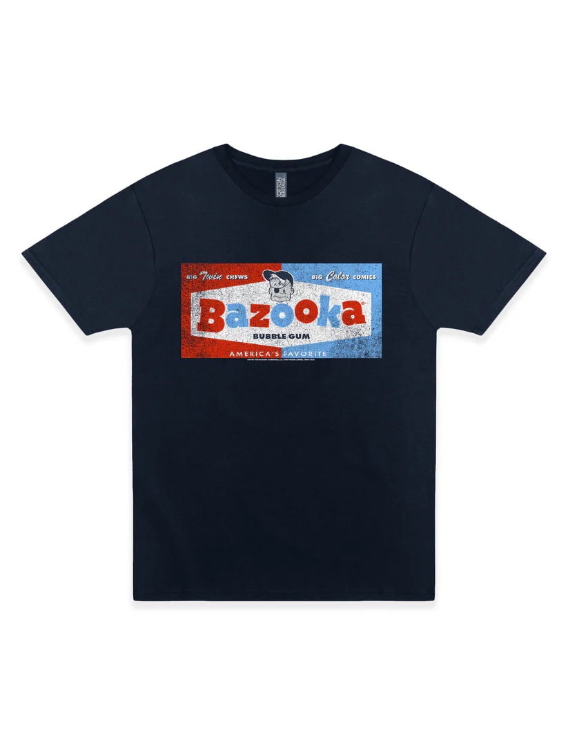 Navy Blue T-Shirt with Bazooka Big Twin Chews Logo