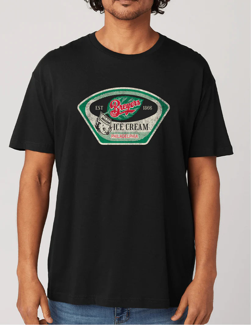 Man in Black T-shirt with Vintage Breyers Ice Cream Logo