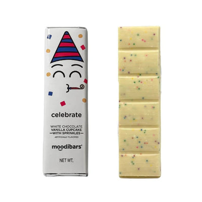 Moodibars Celebrate - White Chocolate Vanilla Cupcake with Sprinkles