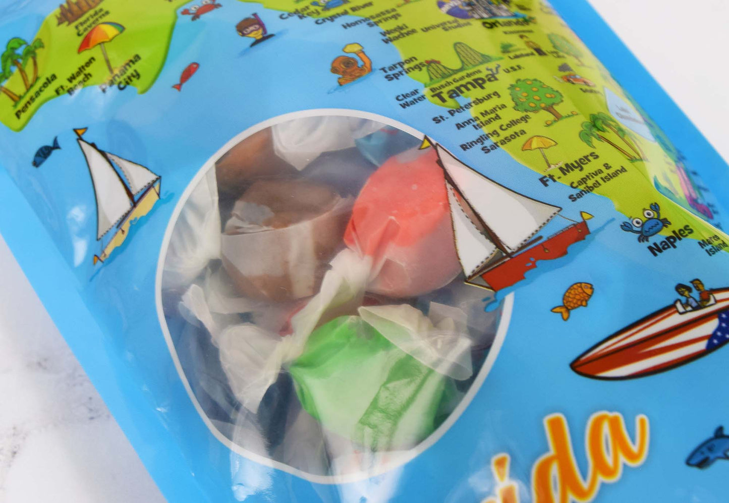 Florida Map Taffy Stand-up Pouch, Boardwalk Assortment - 14 oz