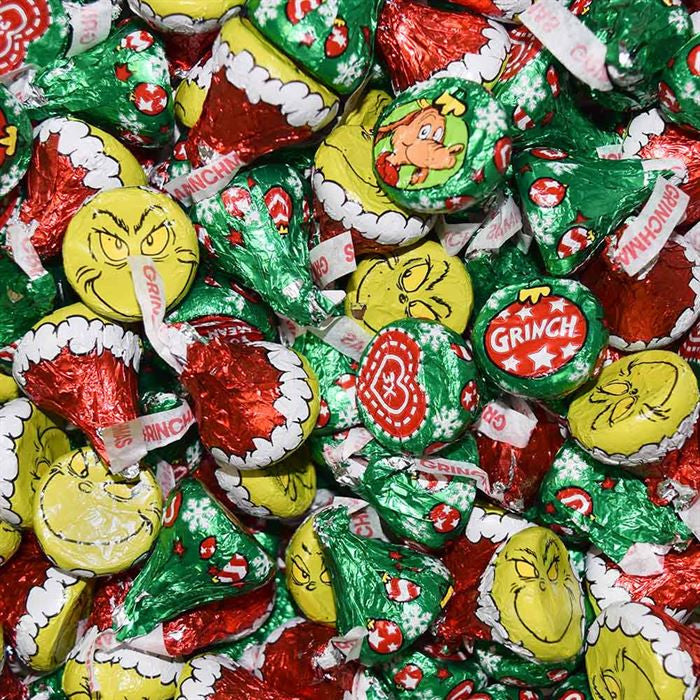 Christmas Grinch Hershey's Kisses Red and Green 2 lb Bag Bulk