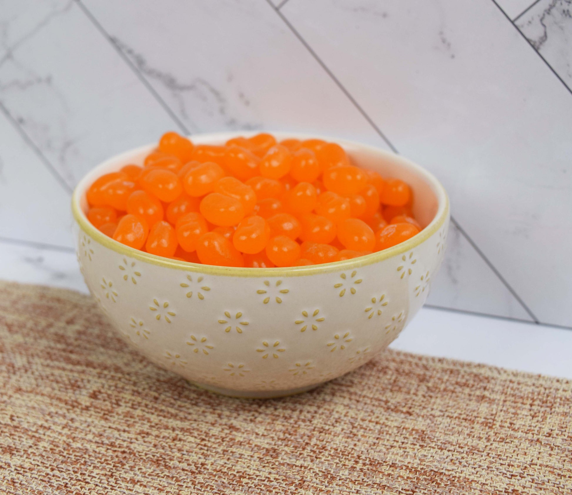 Jelly Belly Tangerine Beans in Decorative Ceramic Bowl