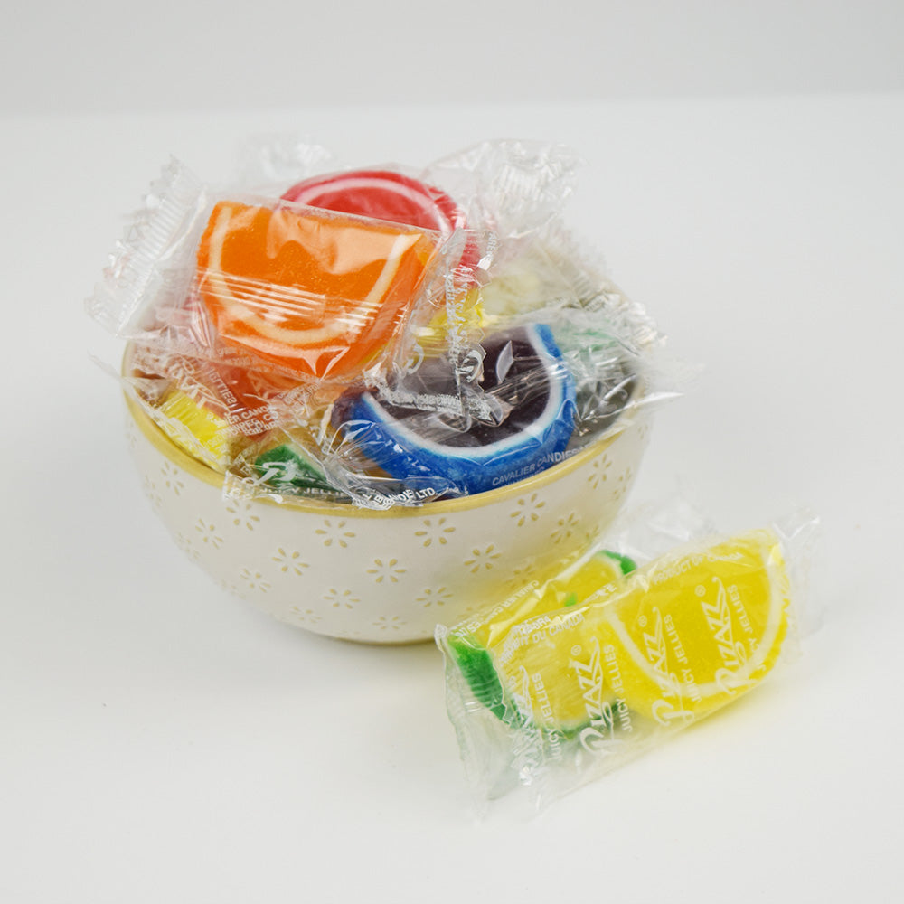 Individually Wrapped Fruit Slices in a Bowl