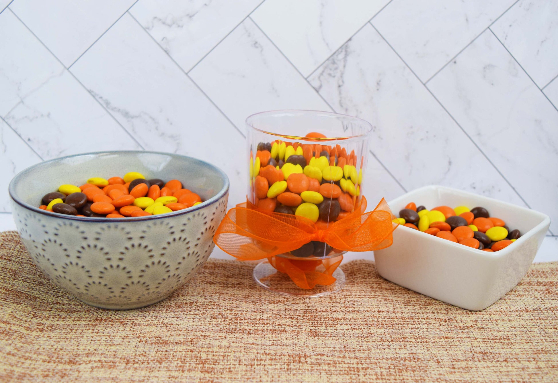 Reese's Pieces Peanut Butter Candies in Various Bowls