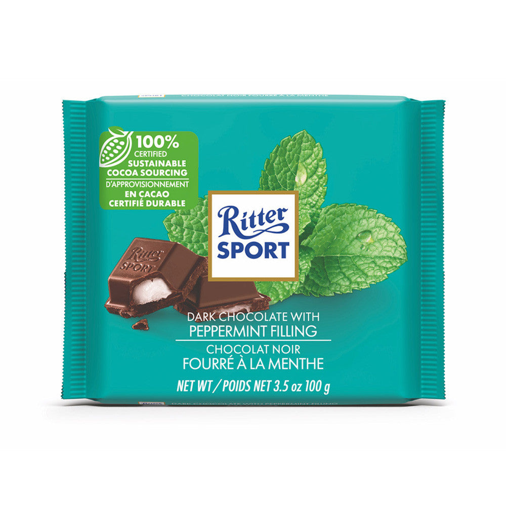 Ritter Sport Dark Chocolate Bar w/ Peppermint Filling - 100g