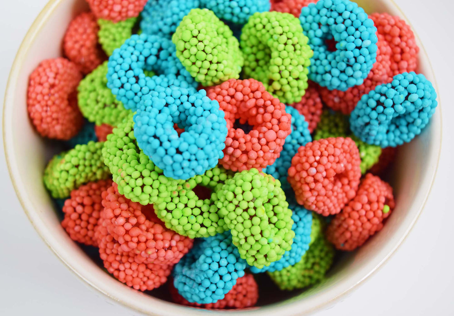 Sour Rings Close Up in a Bowl
