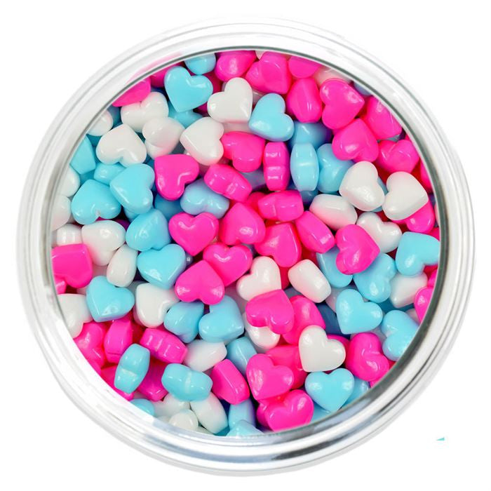 Sweet Maple Candy Pink, White and Blue Happy Hearts