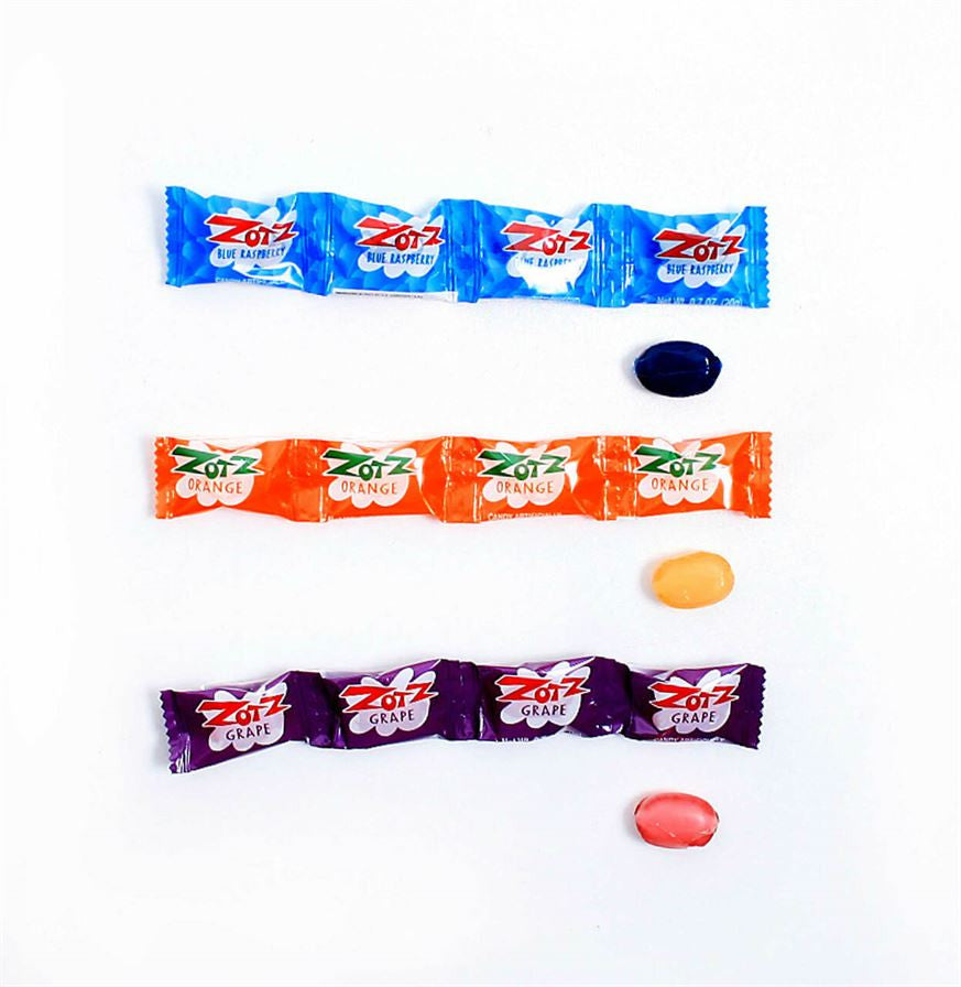 Zotz Grape, Orange & Blue Raspberry - 48 Count – Bulk Candy Store